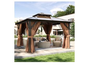 New In Boxes!!12x12 Polycarbonate Hardtop Gazebo With Curtain And Netting