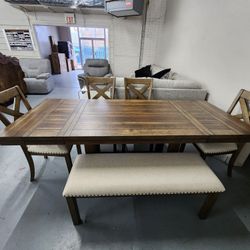 Dining Table 4 Chairs and Bench