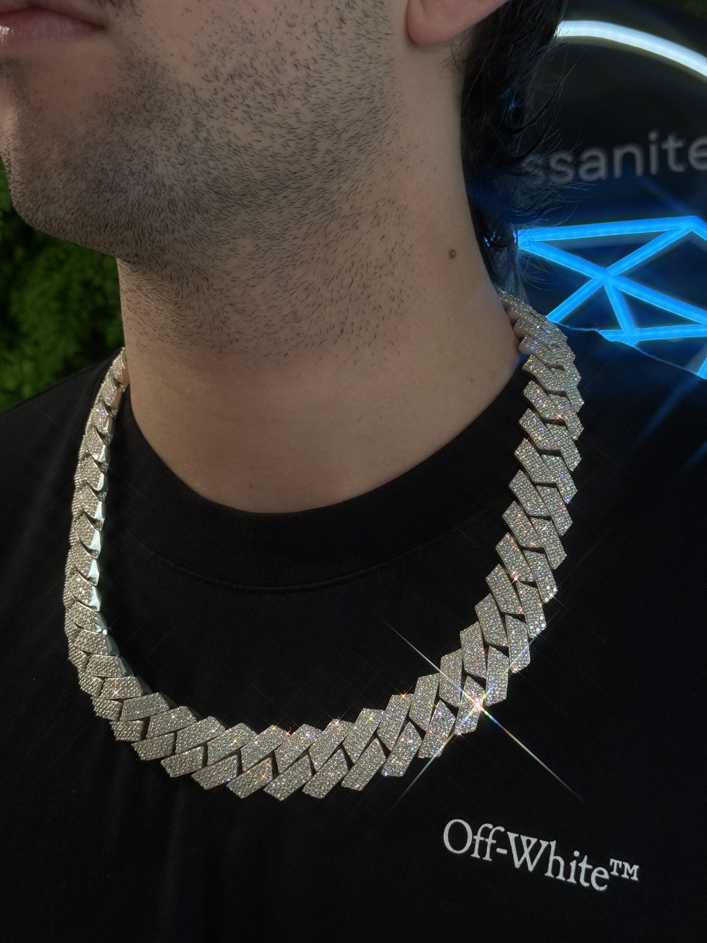 VVS1 Iced Out Cuban Link Prong Setting Chain