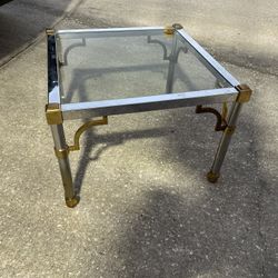 Vintage Brass and Chrome End Table