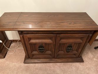 Wood Console Cabinet with Drop-Leaf Extensions