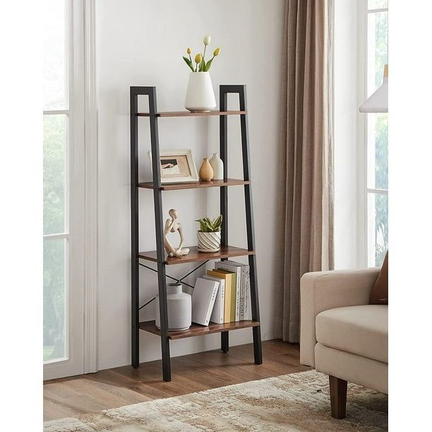 VASAGLE 4‑Tier Ladder Shelf – Hazelnut Brown & Black – $20