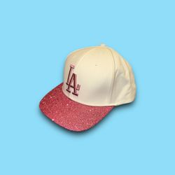 LA Dodgers MLB pink glitter SnapBack hat white OSFA 