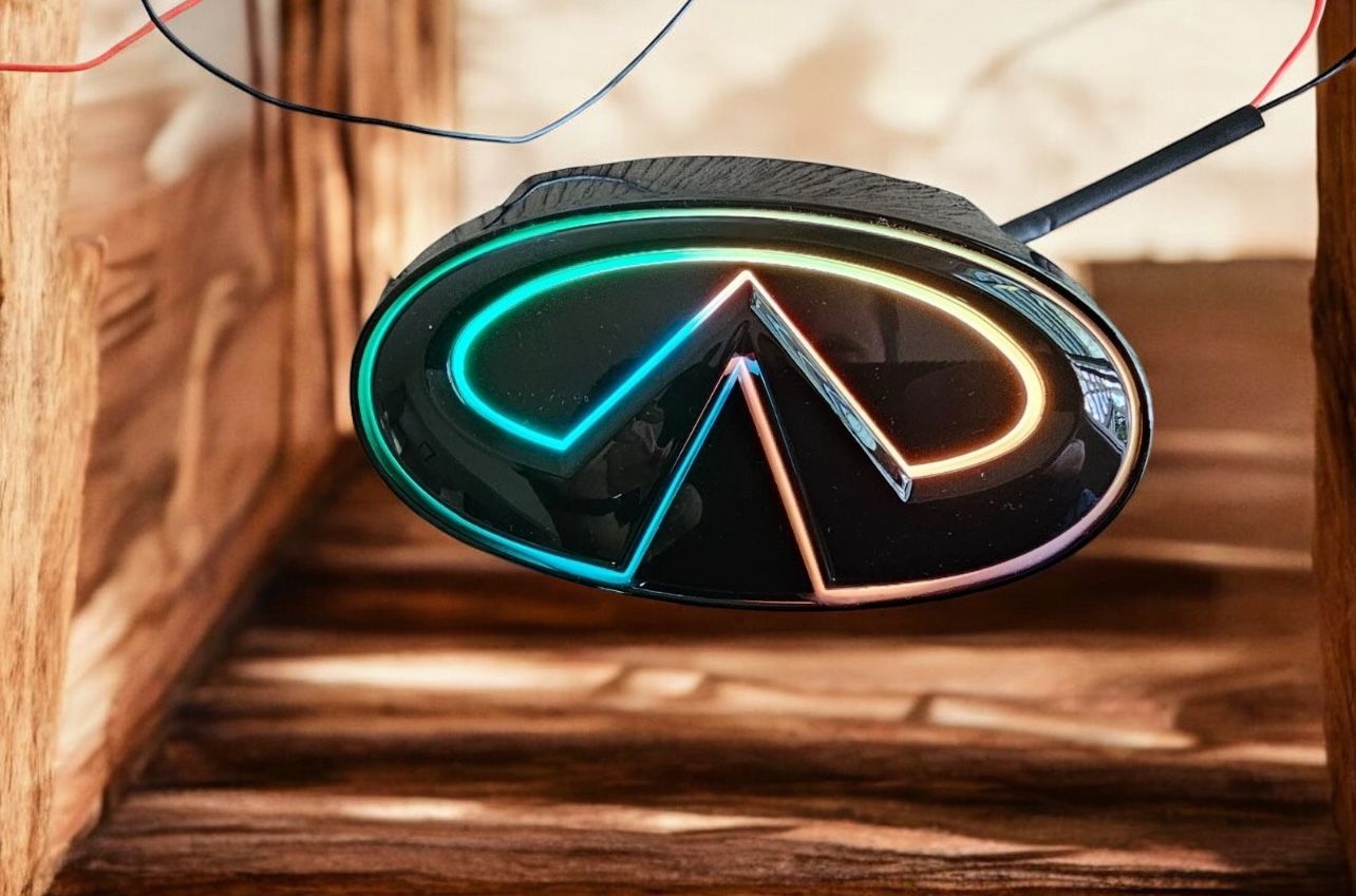 FOR 2009-2013 INFINITI G37 SEDAN RGB Black Front Grill Emblem.