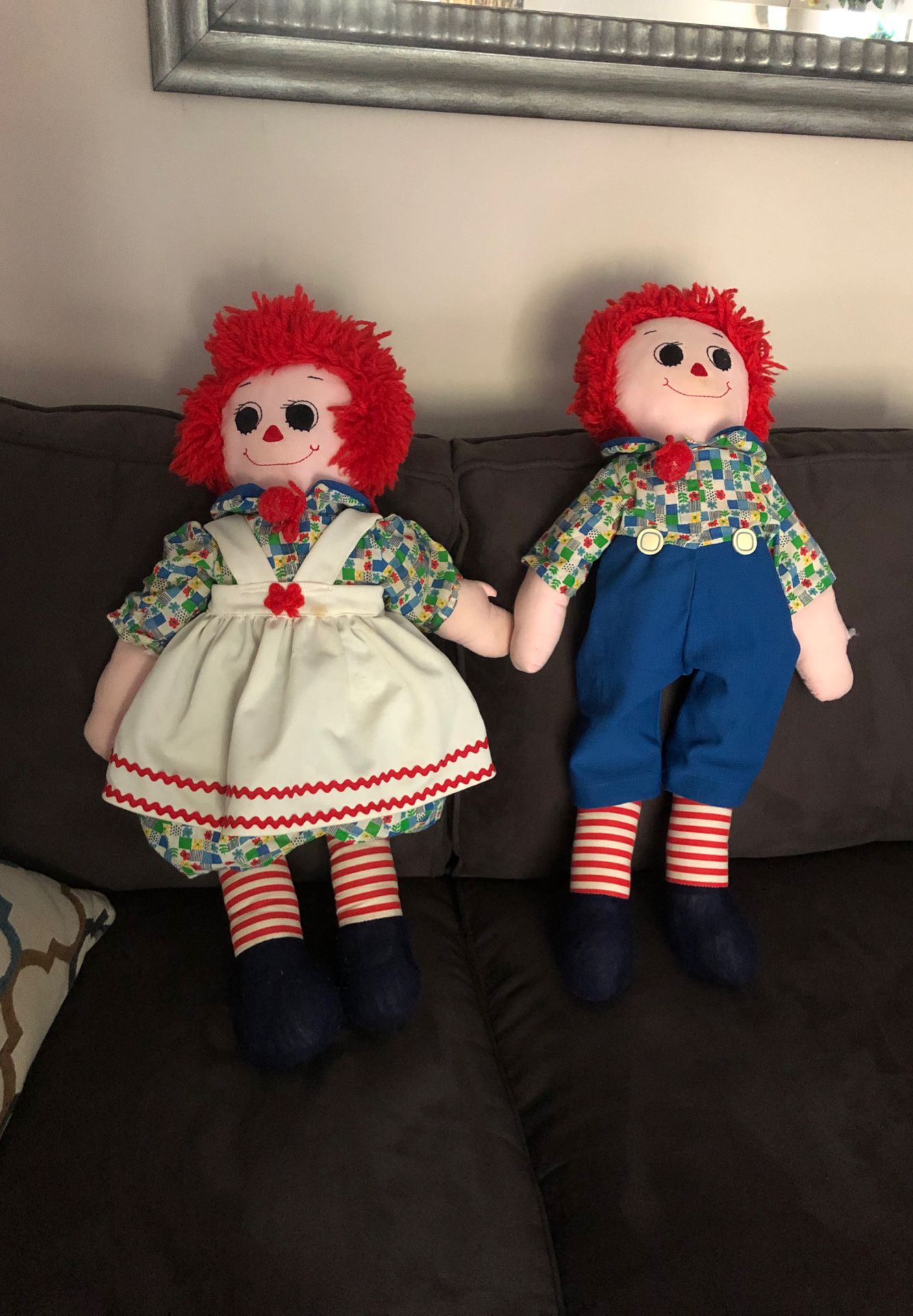 Raggedy Ann and Andy dolls handmade 30 inches tall