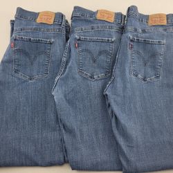Levi's Classic Straight Leg Stretch Blue Denim Jeans Women's 14 32x32 - Lot of 3