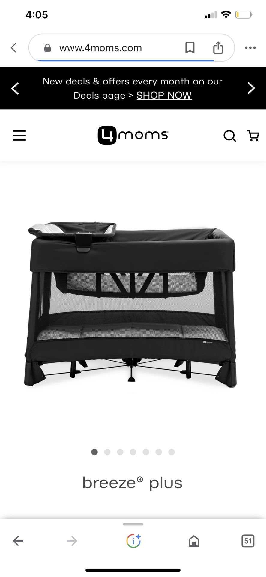 4moms Breeze Plus Portable Playard with Removable Bassinet and Baby  Changing Station, Easy One Handed Setup, from The Makers of The mamaRoo