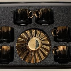 Black & Gold Espresso Cups Set