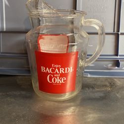 Vintage Bacardi & Coke Glass Pitcher