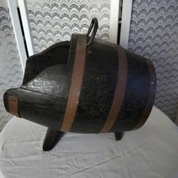 Antique Oak And Brass Coal Scuttle 