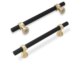10 Pack 5 Inch Cabinet/Drawer Pulls knurled Matte Black and Brushed Gold Kitchen Cabinet Handles 