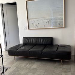 CB2 Leather Chaise Couch Modern 