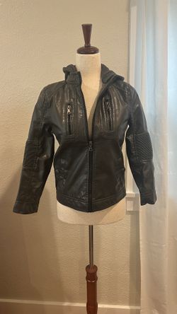 Youth M (10-12) Dark Gray Leather Jacket