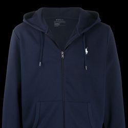 polo ralph lauren double knit zip-up hoodie navy