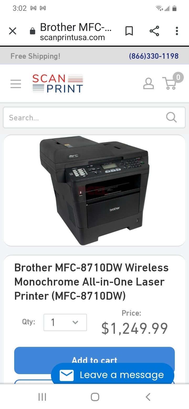 Brother Model MFC8710 Wireless All In One Laser Printer for Sale in