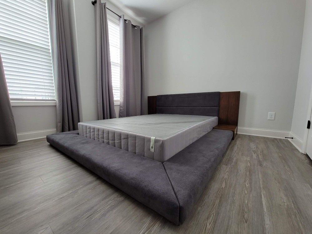 Nova Domus Jagger Modern Dark Gray Walnut Bed Frame Queen Platform Defalco