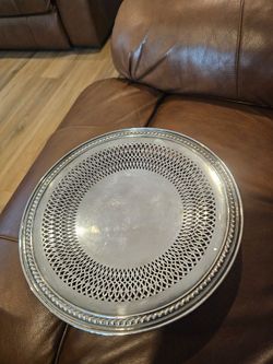 Vintage Pierced Silverplate Serving Tray – Gallery Edge – Elegant Round Decor