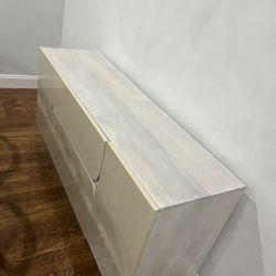 CB2 Benoit 59” Enameled White Wash Wood Credenza 