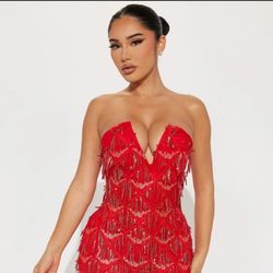 Fashion Nova Sequin Dress - Red (Sz: SM)