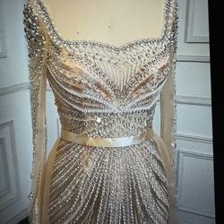 Long Sleeve Sparkling Maxi Dress For Weddings Or Prom 