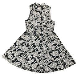 Forever 21 Paisley  Black/Cream Print Sleeveless  Fitted Flowy Dress  Size Medium 