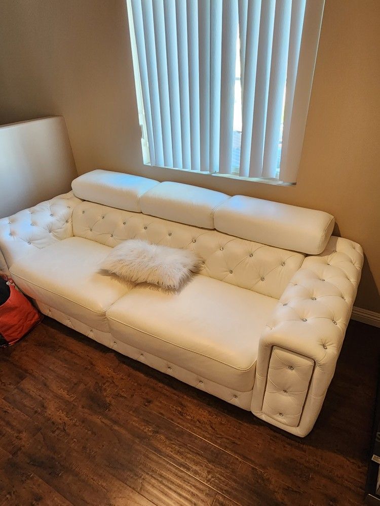 White Faux Leather Sofa Set
