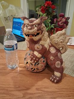 Large Ceramic Foo Dog Figurine