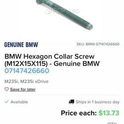 (M12X15X115) - Genuine BMW 0(contact info removed)
