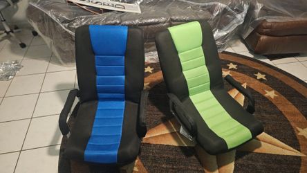 Set of 2 Folding Swivel Gaming Chairs – Blue & Green