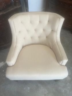 Cream Tufted Barrel Accent Chair