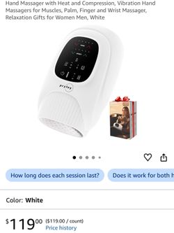 Hand Massager with Heat and Compression, Vibration Hand Massagers for Muscles, Palm, Finger and Wrist Massager, Relaxation Gifts for Women Men, White