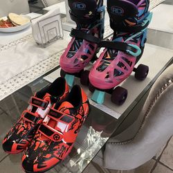 Kids Sports Bundle: New Soccer Cleats (Size 3) & Adjustable Skates (3-6)