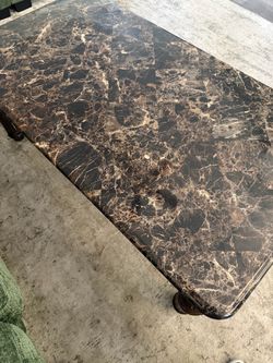 Dark  Faux Marble Top Coffee Table &Two End Tables