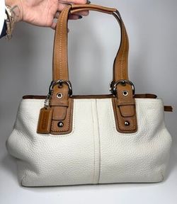 Coach Y2K White Tan Pebbled Leather Soho Satchel Shoulder Bag Medium