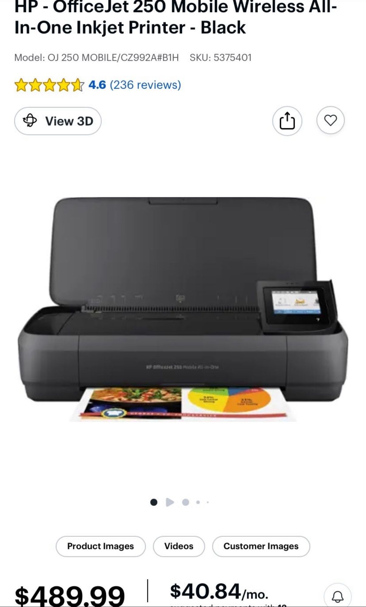 HP OfficeJet 250 Wireless All In One Printer