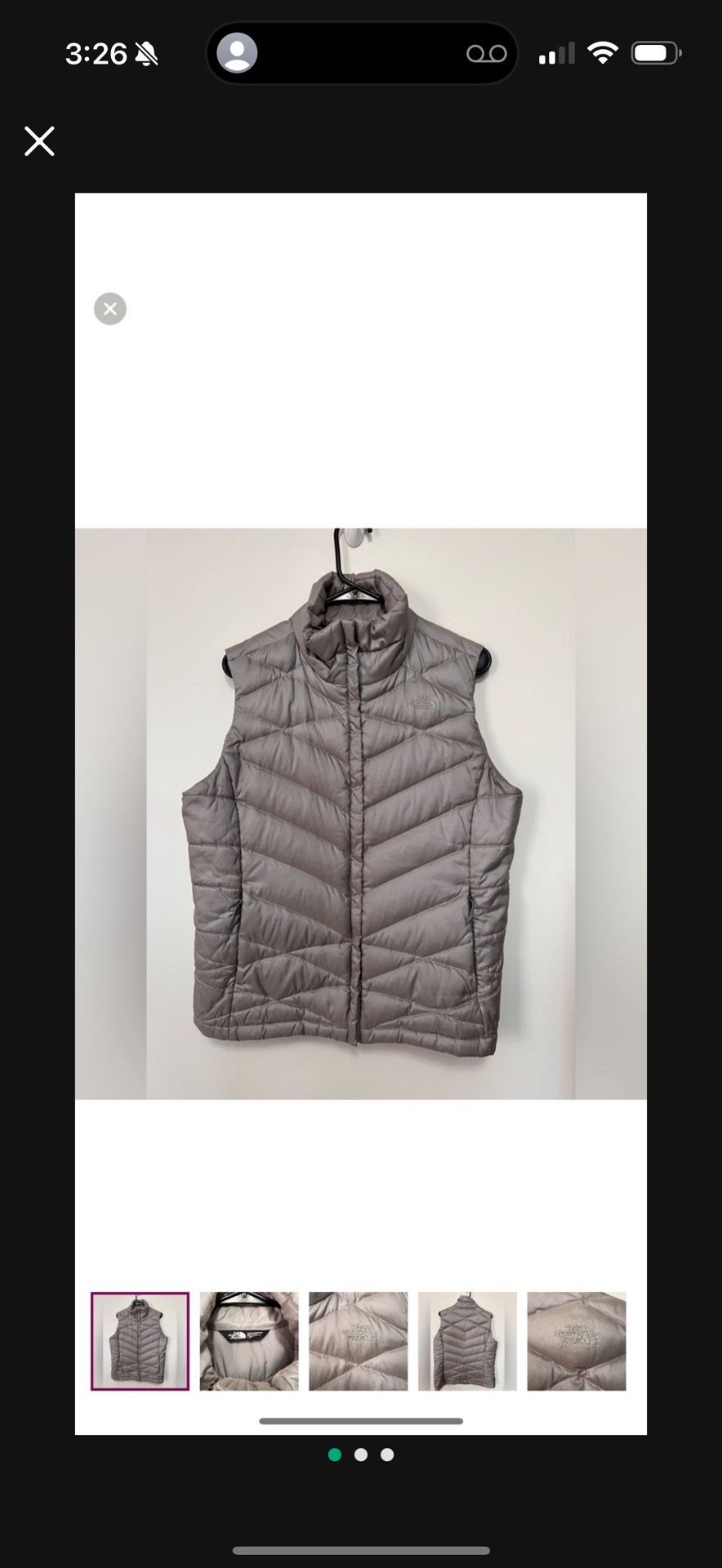 WOMENS LARGE NORTH FACE VEST PUFFER GREY