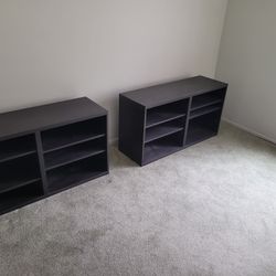 2 free wood cabinets or TV stands adjustable shelves.