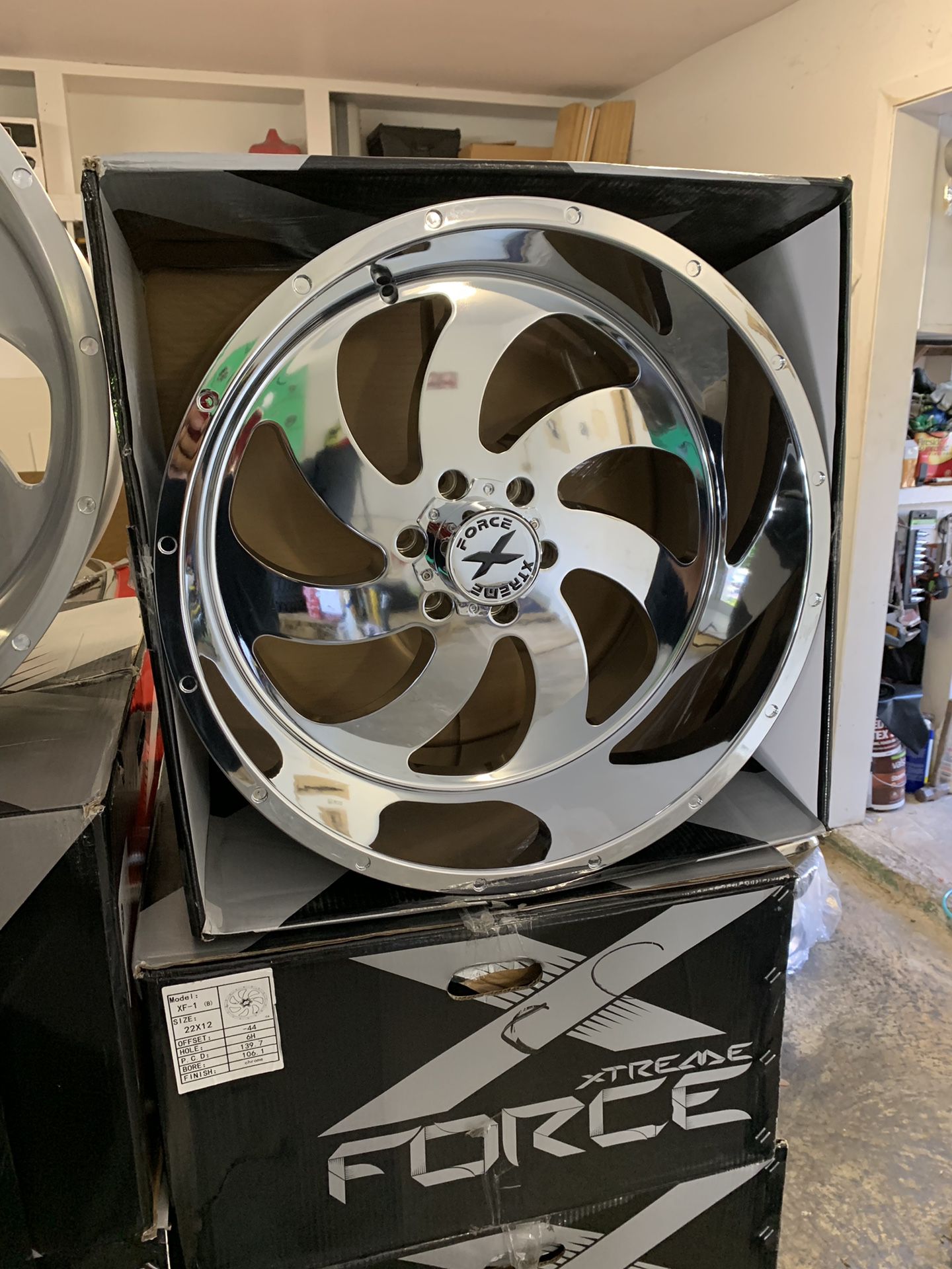 24x14 xtreme force chrome 6x135 brand new RIMS ONLY