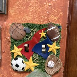 Vintage Sports Themed Light double Switch Cover