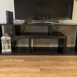 Two Piece Black TV Stand
