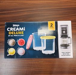 NIB: NINJA Creami Deluxe 24oz Pints & Lids For NC500 Pink Lime
