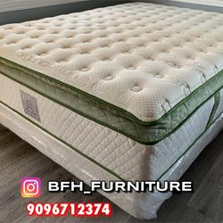 14in King Size Elite Organic Superior Hybrid Gel Memory Foam Pillow Top Mattress and Boxspring