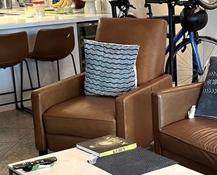 Mid-Century Style Brown Leather Armchair / Recliner