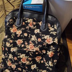 Rose Design Bag  with Handles And Strap