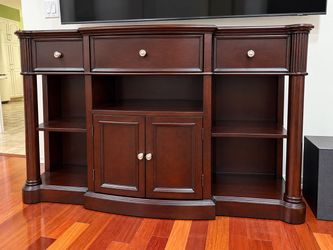 Dark Cherry Wood Entertainment Center / TV Console – For Sale