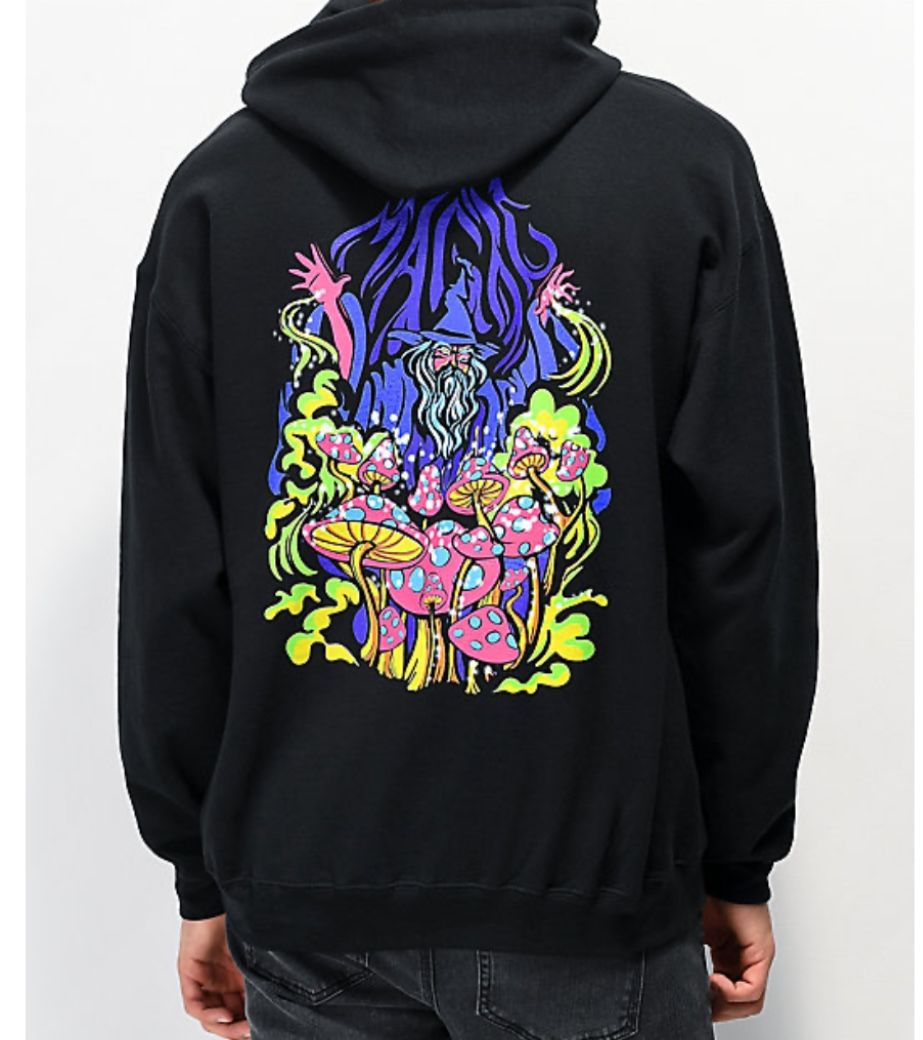 NEW Men’s Size M A-Lab Magic Fungi Black Hoodie Hoodie Graphic Sweatshirt Street Wear