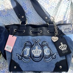 New Blue Juicy Couture Daydreamer Tote Bag Purse Custom Dyed Juicy Lovers Club
