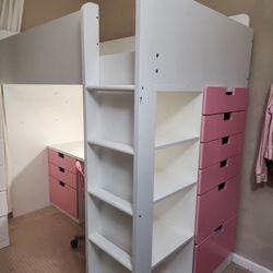 Twin Bunk Loft With Desk 