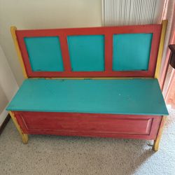 Wood Bench And Storage 
