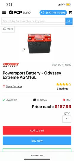 Battery - powersport Odyssey Extreme AGM16L
